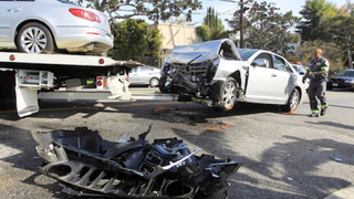 This is David Arquette's crashed Cadillac